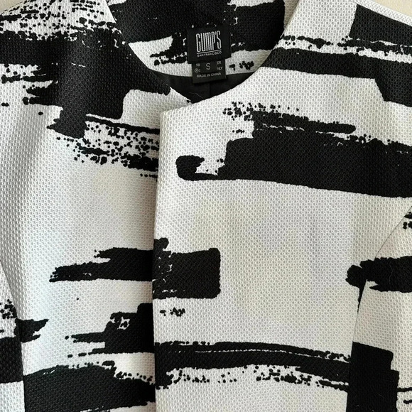 GUMP'S Black and White Abstract Long Jacket, Brush Strokes Jacket, Size Small - Picture 11 of 16